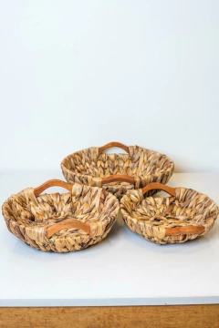 CANASTO "ZUMAYA" CON MANIJAS DE MADERA "S" - comprar online