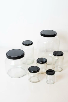 SET x25 FRASCOS "MINI" DE VIDRIO "VIENA" CON TAPA METALICA - Marian Todo Organizado