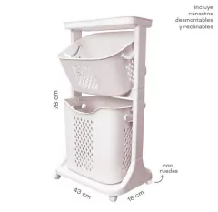 CARRITO ORGANIZADOR "LAUNDRY" 2 CANASTOS - Marian Todo Organizado