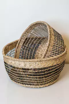 CANASTO "REX" NATURAL CON NEGRO "S" REDONDO - comprar online