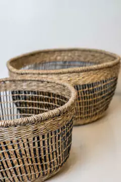 CANASTO "REX" NATURAL CON NEGRO "S" REDONDO - Marian Todo Organizado