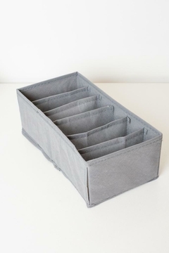 ORGANIZADOR DE TELA "FIKA" RECTANGULAR 6 DIVISIONES GRIS - Marian - Todo Organizado