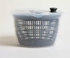 ESCURRIDOR DE VERDURAS PREMIUM TRANSPARENTE TAPA GRIS