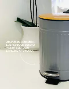 CESTO DE RESIDUOS "VINTAGE" CON PEDAL GRIS CON TAPA DE BAMBOO 5 LITROS - comprar online