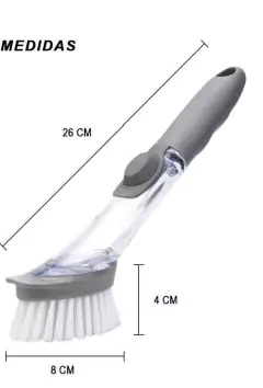 CEPILLO DOSIFICADOR MULTIFUNCION "FIJI" CON MANGO ANTIDESLIZANTE Y BOTON DE SILICONA - Marian Todo Organizado