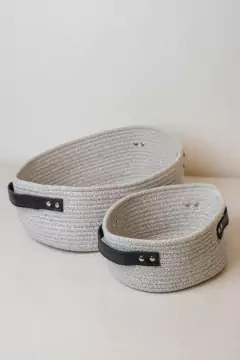 SET x2 CANASTAS "TAMAR" DE YUTE CON MANIJAS DE ECOCUEO - Marian Todo Organizado