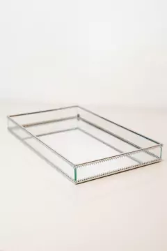 BANDEJA ESPEJADA "YAGUI" RECTANGULAR PLATEADA "XL" en internet