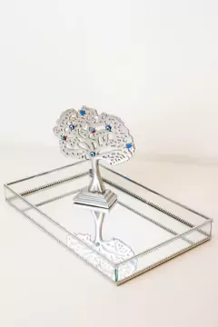 BANDEJA ESPEJADA "YAGUI" RECTANGULAR PLATEADA "XL"