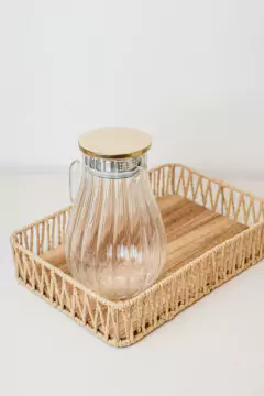 JARRA DE VIDRIO "PERLA" CON TAPA DORADA - comprar online