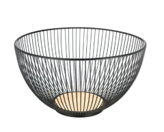 CANASTA FRUTERA "FOLK" #1 REDONDA ALTA METALICA CON BASE DE MADERA en internet