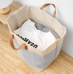CESTO LAUNDRY DE TELA "STRIPS" CON MANIJAS DECO - tienda online