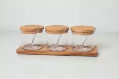 SET x3 FRASCOS REDONDOS "VENECIA" DE ACRILICO CON TAPA Y CUCHARA + BANDEJA - comprar online