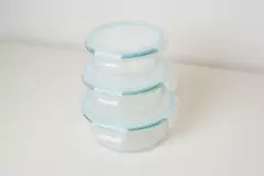 COMBO x3 CONTENEDORES "CUCINA" HERMETICOS REDONDOS CON TAPA DE VIDRIO - comprar online