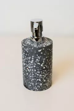 DISPENSER "TERRY" DE TERRAZO BLACK CON PLATEADO CILINDRICO en internet