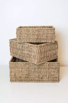 CANASTO "GLAMY" DE SEAGRASS RECTANGULAR "M" en internet