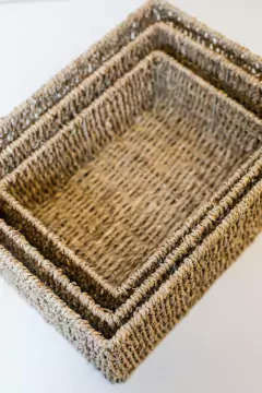CANASTO "GLAMY" DE SEAGRASS RECTANGULAR "M" - comprar online