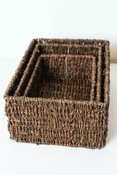 CANASTO "GLAMY" DE SEAGRASS RECTANGULAR "M" - Marian - Todo Organizado