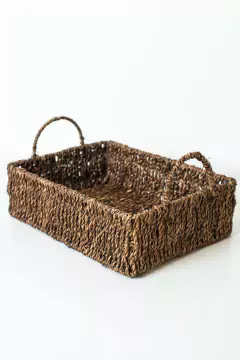 Imagen de SET x3 CANASTOS "GLAMY" DE SEAGRASS RECTANGULARES CON MANIJAS