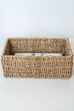 CANASTO ORGANIZADOR "SEAGRASS GLAMY" RECTANGULAR NATURAL en internet