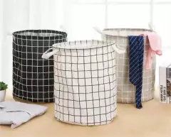 CESTO DE TELA CUADROS CON MANIJA