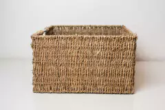 CANASTO "GLAM" RECTANGULAR ALTO "XXL" CON MANIJA DE CROMO SEAGRASS en internet