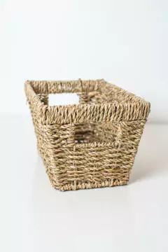 CANASTO "GLAMY" SEAGRASS CON ASAS RECTANGULAR ALTO - Marian Todo Organizado