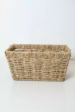 CANASTO "GLAMY" SEAGRASS CON ASAS RECTANGULAR ALTO - tienda online