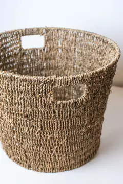CESTO PAPELERO / PORTA MACETA "GLAMY" SEAGRASS "L" NATURAL - comprar online
