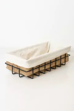 CANASTO "SARAI" METALICO "S" CON LIENZO Y ARPILLERA - Marian Todo Organizado