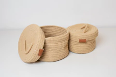 Imagen de ORGANIZADOR "NAKAM" REDONDO "S" TEJIDO CON TAPA Y MANIJA