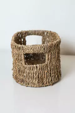 Imagen de SET x3 CESTOS "GLAMY" SEAGRASS CON ASAS OVALADO NATURAL