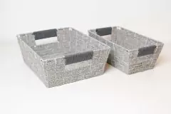 CANASTO "ROMAY" GRIS "L" CON MANIJAS - tienda online