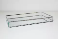 BANDEJA ESPEJADA "YAGUI" RECTANGULAR PLATEADA "XL"