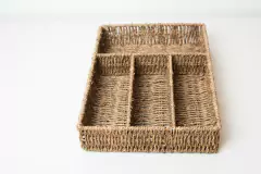 CUBIERTERO / ORGANIZADOR DE UTENSILIOS SEAGRASS “GLAM" CON 4 DIVISIONES "L" - Marian Todo Organizado