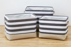 CANASTO "BEACH" DE TELA "S" AZUL Y BLANCO RAYADO