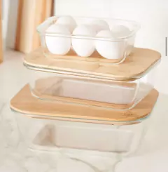CONTENEDOR DE VIDRIO "VALSEN" HERMETICO CON TAPA DE BAMBOO "L" 1040ml