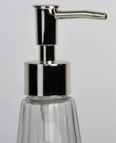 DISPENSER DE JABON LIQUIDO "RAYAS" DE VIDRIO CON PICO PLATEADO - comprar online