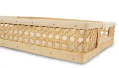 BANDEJA CUADRADA "BRECIA" DE MADERA Y ESTERILLA CON ASAS - tienda online