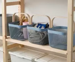 CANASTO "ZABELLE" DE METAL CON MANIJA DE MADERA - comprar online
