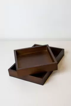 BANDEJA DE MADERA "TRAY" MARRON CUADRADA - tienda online