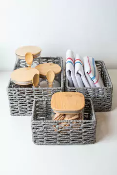 REPASADOR DE TELA BLANCO CON DETALLES GUARDA FRANCESA (AZUL Y ROJO)