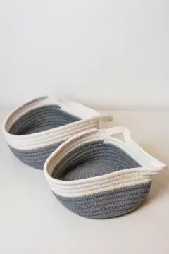 CANASTA "NAKAM" TEJIDO GRIS/BLANCO CON MANIJAS en internet