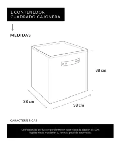 CONTENEDOR CAJONERA "MONACO" CUADRADA "L" DE TELA CON MANIJA - tienda online