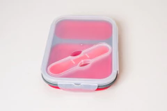 VIANDA / CONTENEDOR DE SILICONA RECTANGULAR PLEGABLE CON TAPA Y CUCHARA - tienda online