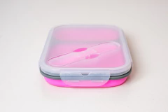 VIANDA / CONTENEDOR DE SILICONA RECTANGULAR PLEGABLE CON TAPA Y CUCHARA en internet