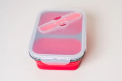 VIANDA / CONTENEDOR DE SILICONA RECTANGULAR PLEGABLE CON TAPA Y CUCHARA - comprar online