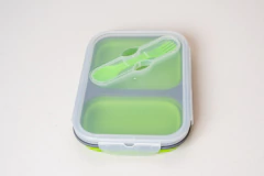 VIANDA / CONTENEDOR DE SILICONA RECTANGULAR PLEGABLE CON TAPA Y CUCHARA - tienda online