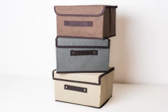 CAJA DE TELA "COLUMBUS" CON TAPA Y MANIJA CHICA - comprar online