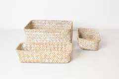SET x3 CANASTOS "ZALAY" RECTANGULARES DE MIMBRE