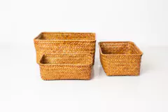 SET x3 CANASTOS "ZALAY" RECTANGULARES DE MIMBRE - tienda online